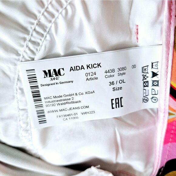 NWOT MAC Jeans Aida Cropped Kick Flare '70s Retro Colorful Print Trouser Pants 6 - Picture 12 of 12